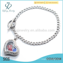 Lovely ladies design chain bracelet, low price heart style jewelry locket bracelet